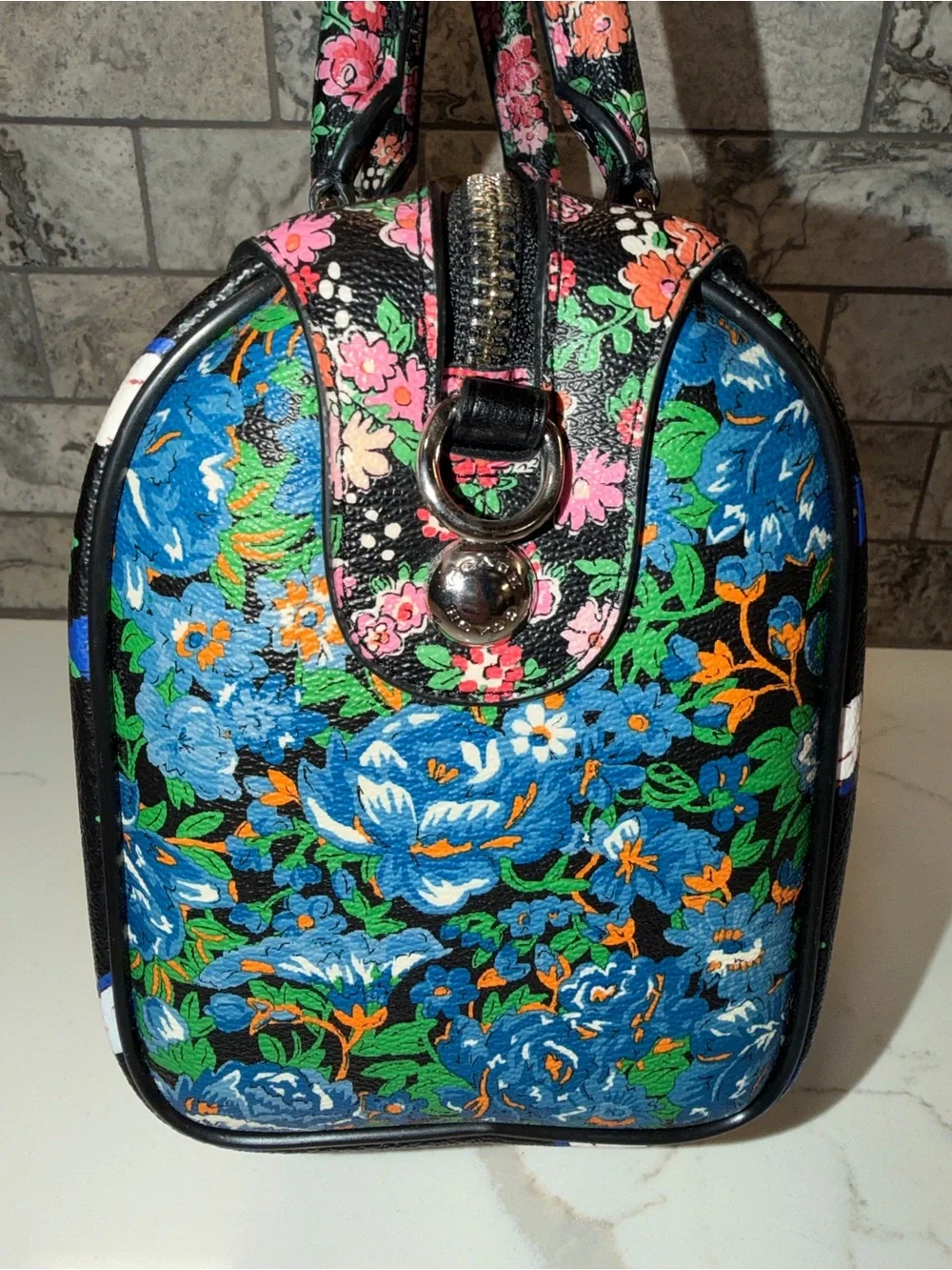 Coach 2016 Mini Bennett Black Floral Print Satchel in Multicolors